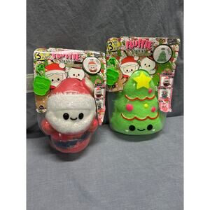 Set of 2- Fluffie Stuffiez Holiday Surprise Reveal -Santa & Christmas Tree